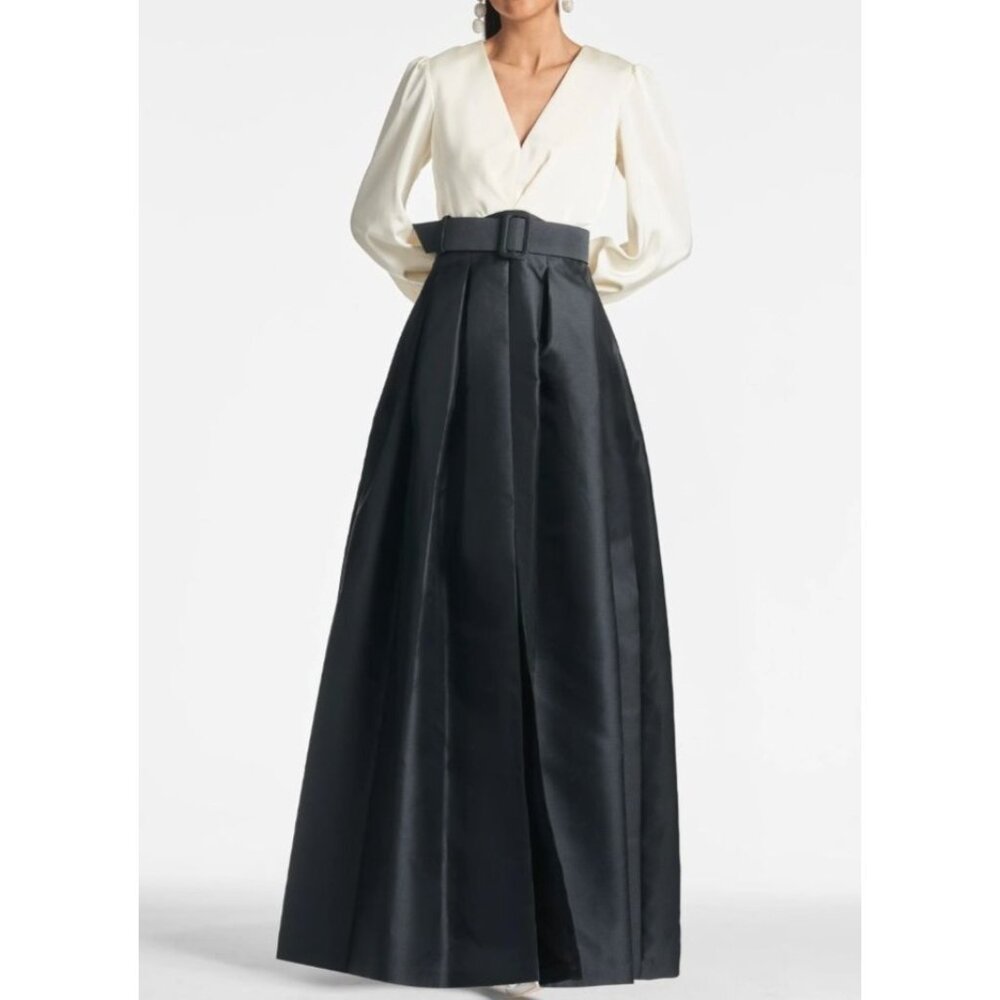 NWT | Sachin Babi Zoe Gown Ivory Black | Sz 10